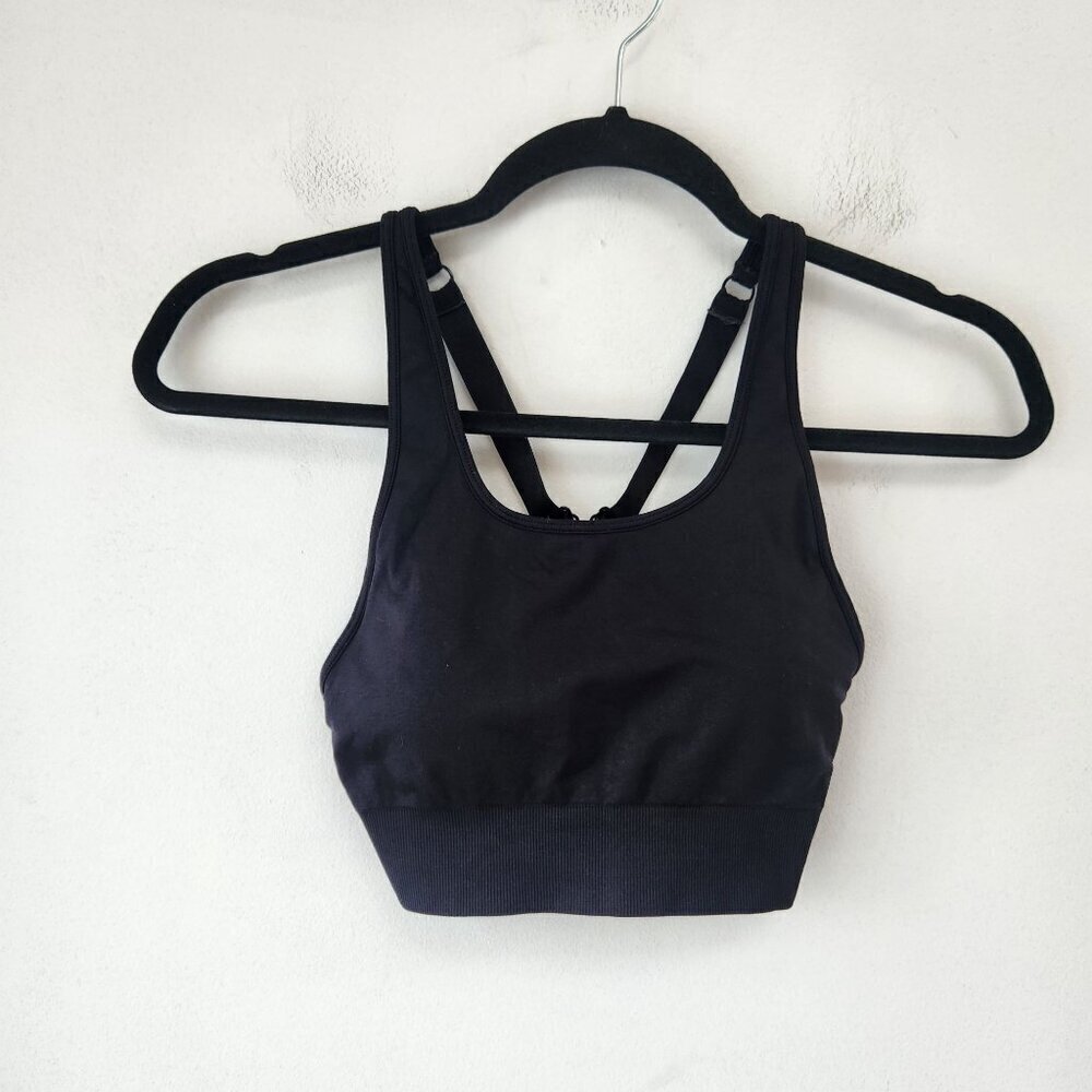 Fabletics Classic Black Sports Bra Padded Racerback Activewear Athletic Size XS